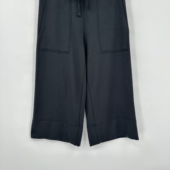 QUINCE wide leg pants cropped super soft drawstring fleece tencel black M - Picture 6 of 10